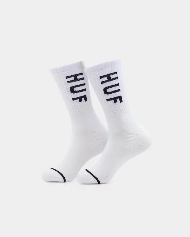 HUF Essentials OG Logo 1pk Crew Socks - White