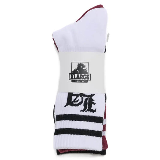 XLARGE Old English Stripe 3pk Mens Socks - Multi