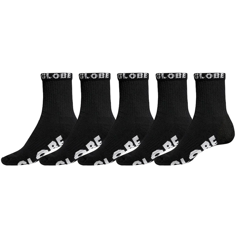 GLOBE Blackout 5pk Quarter Socks - Black/Black