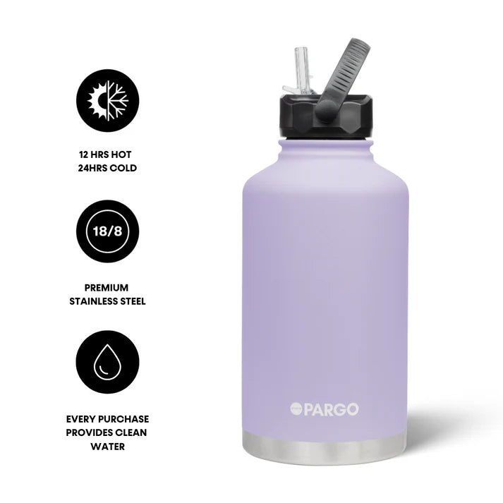 PARGO 1890ml Insulated Sports Drink Bottle w/ Straw Lid - Love Lilac