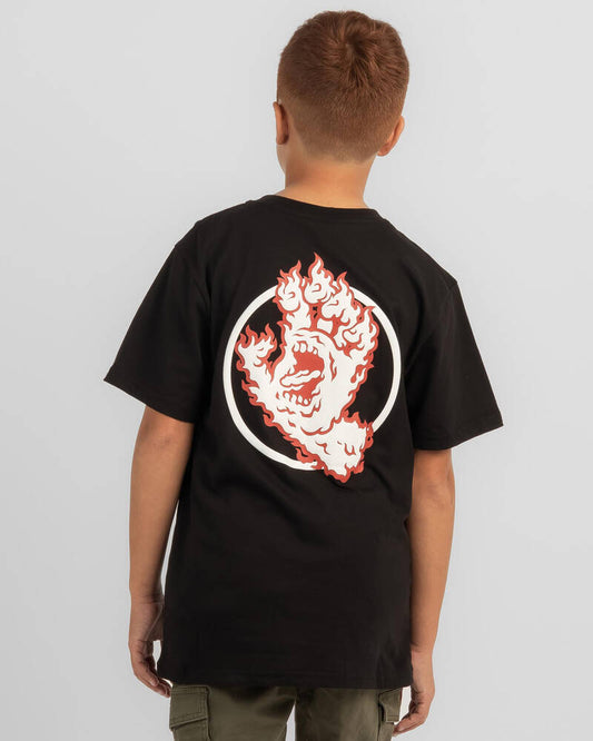 SANTA CRUZ Ringed Flame Hand Youth Tee - Black