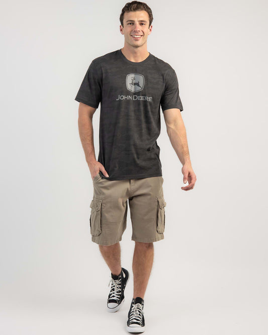 JOHN DEERE Logo Mens Tee - Black Camo