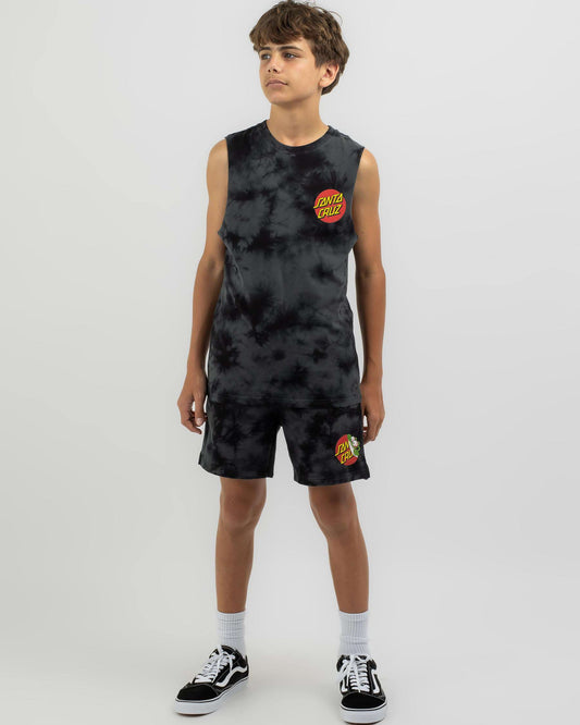 SANTA CRUZ Beware Dot Youth Tank - Black Tie Dye