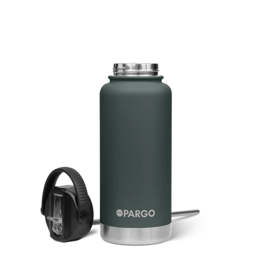 PARGO 950ml Insulated Sports Drink Bottle w/ Straw Lid - BBQ Charcoal