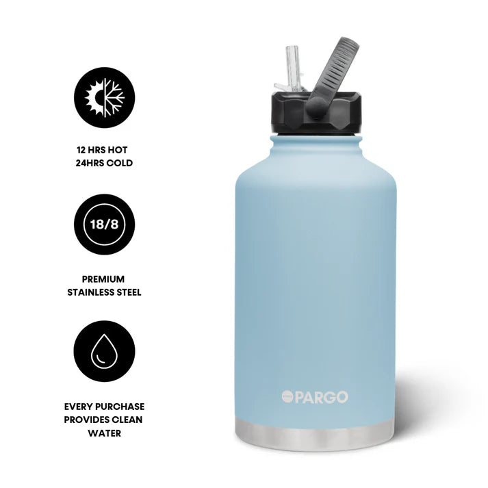 PARGO 1890ml Insulated Sports Drink Bottle w/ Straw Lid - Bay Blue