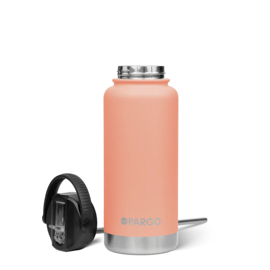 PARGO 950ml Insulated Sports Drink Bottle w/ Straw Lid - Coral Pink