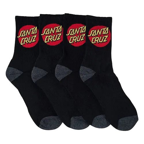 SANTA CRUZ Classic Dot Youth 4pk Socks - Black