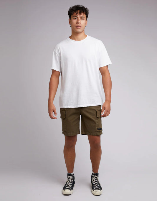 SILENT THEORY Military Mens Cargo Shorts - Khaki