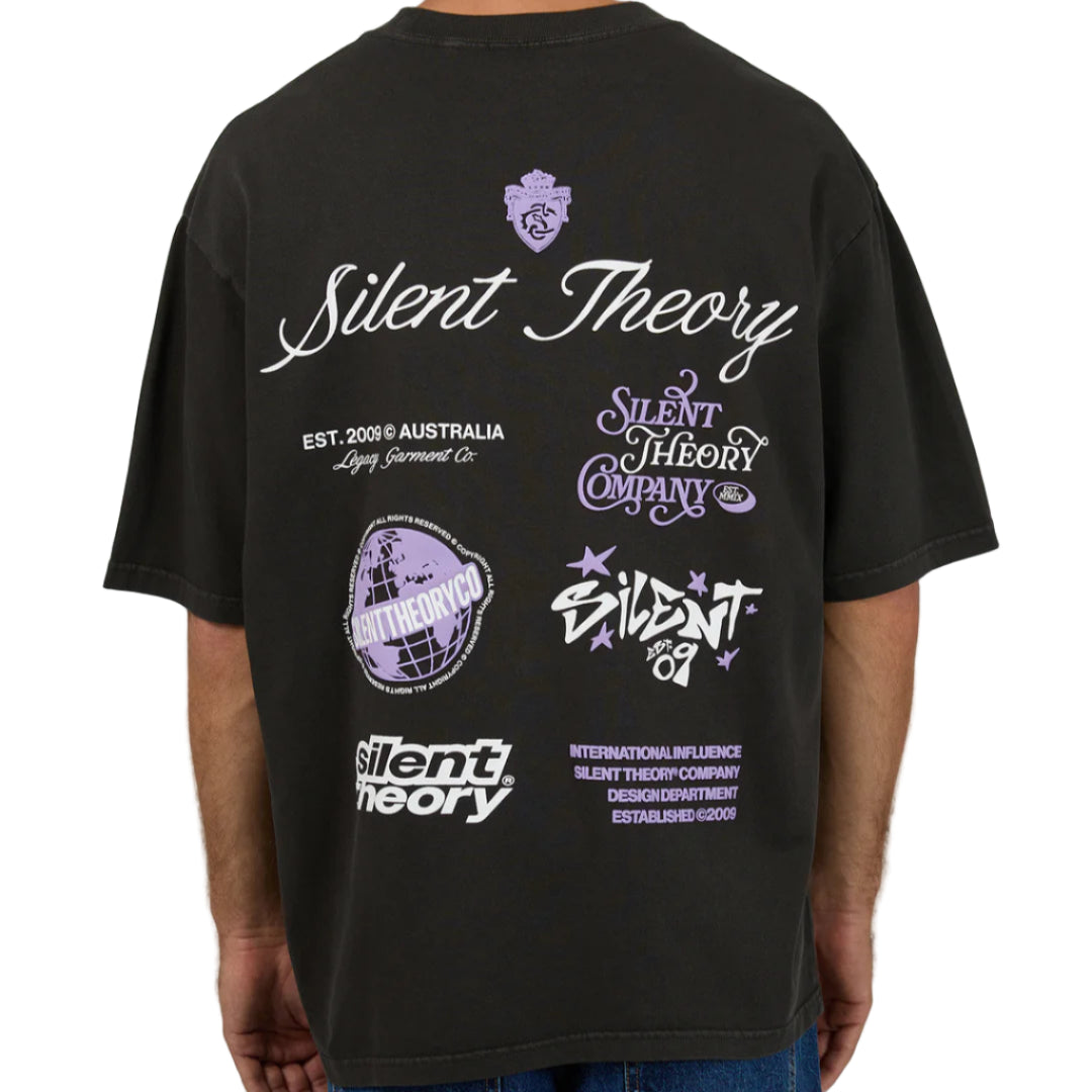 SILENT THEORY Influence Box Fit Mens Tee - Charcoal