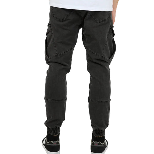 SILENT THEORY Defence Cargo Mens Pant - Washed Black
