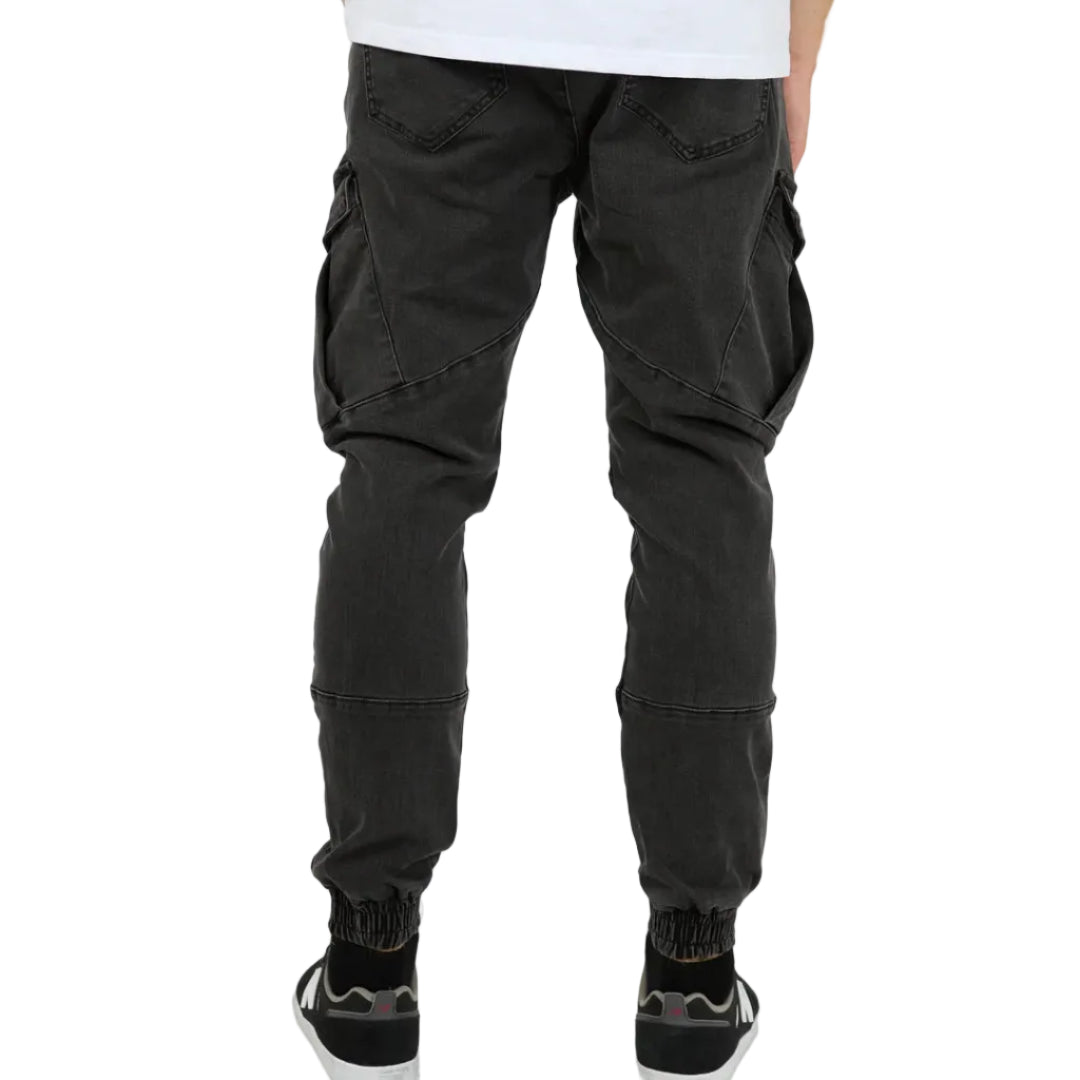 SILENT THEORY Defence Cargo Mens Pant - Washed Black