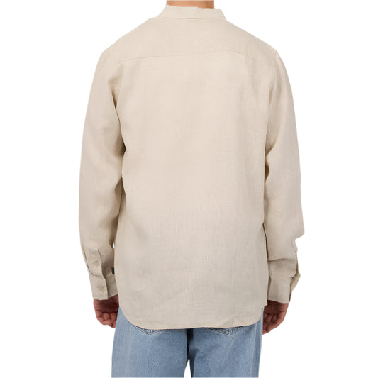SILENT THEORY Linen Mens L/S Shirt - Natural