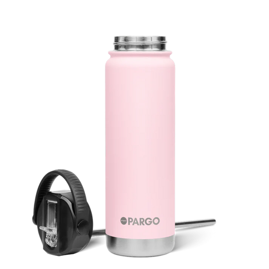PARGO 750ml Insulated Sports Drink Bottle w/ Straw Lid - Marshmallow Pink