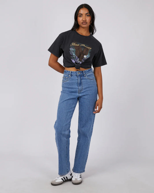 SILENT THEORY Joshua Tree Tie Womens Tee - Washed Black