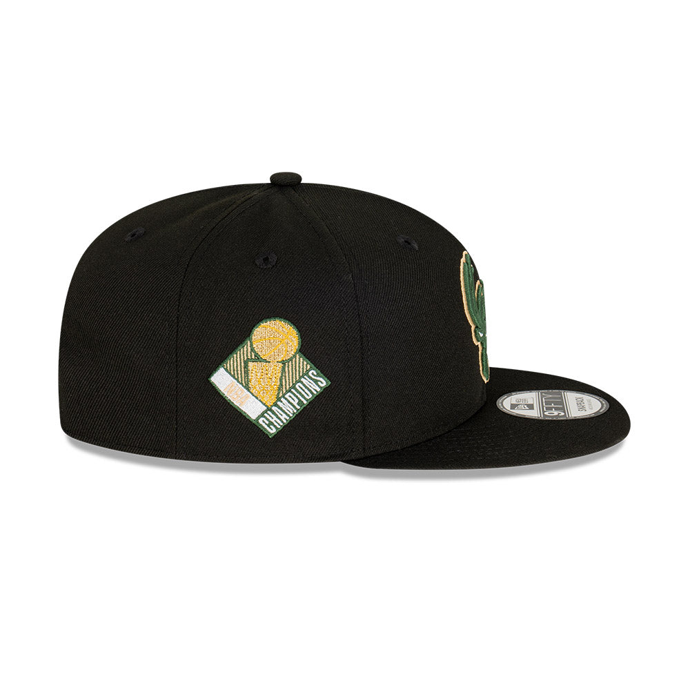 NEW ERA Milwaukee Bucks Champs 9FIFTY Snapback Cap - Black/Team