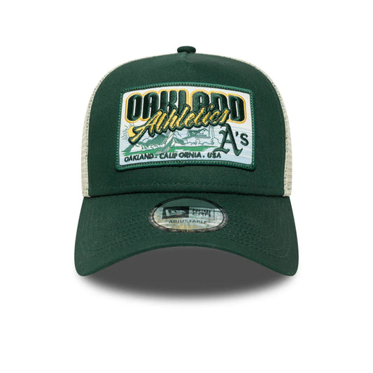 NEW ERA Oakland Athletics MLB Patch 9FORTY A-Frame Snapback Trucker Cap - Dark Green/Cream