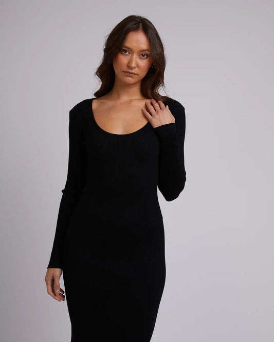 SILENT THEORY Freya Long Sleeve Womens Maxi Dress - Black