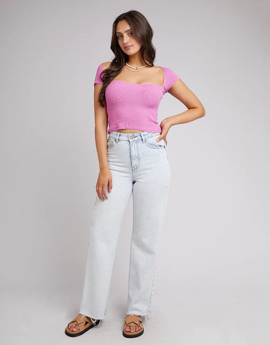 ALL ABOUT EVE Elsie Knit Womens Top - Pink