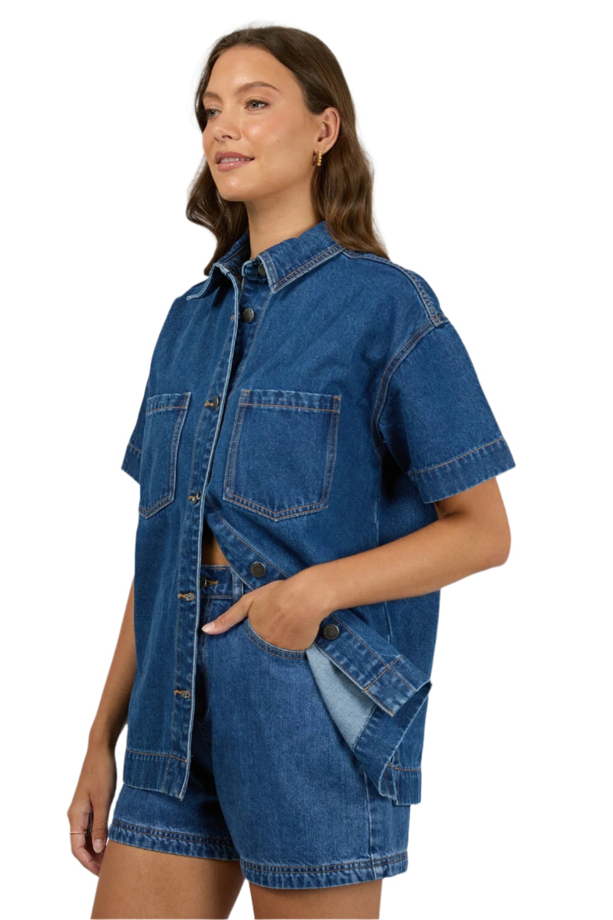 ALL ABOUT EVE Simi Denim Womens Shirt - Heritage Blue