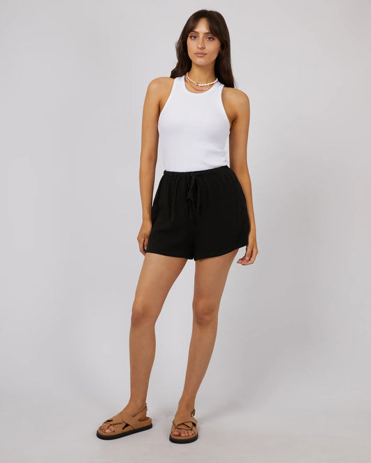 ALL ABOUT EVE Luxe Womens Linen Mini Short - Black