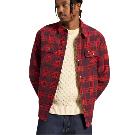 BRIXTON Bowery Quilted Mens L/S Flannel Shirt - Bright Red/Mahogany