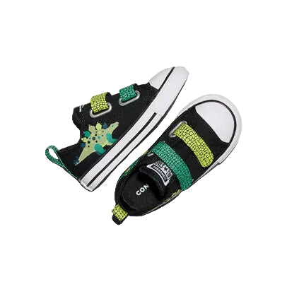 CONVERSE Chuck Taylor All Star Dinos Easy On Infant Low Shoe - Black/White/Neon Mantis