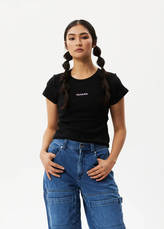 AFENDS Pointelle Baby Womens Tee - Black
