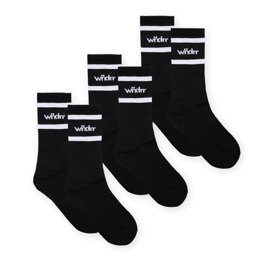 WNDRR Challenger Mens 3 Pack Socks - Black