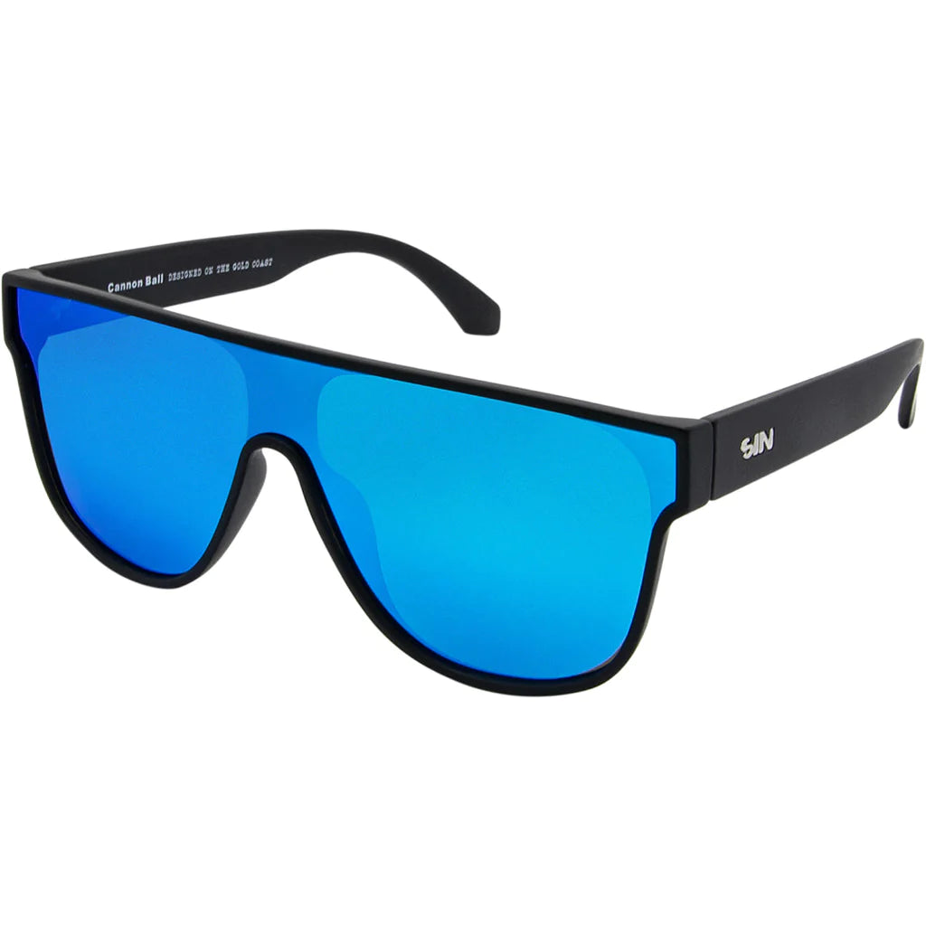 SIN Cannon Ball Polarised Sunglasses - Matt Black/Blue