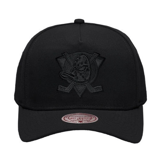 MITCHELL & NESS Anaheim Ducks Pro Pinch Front Snapback Cap - Black/Black