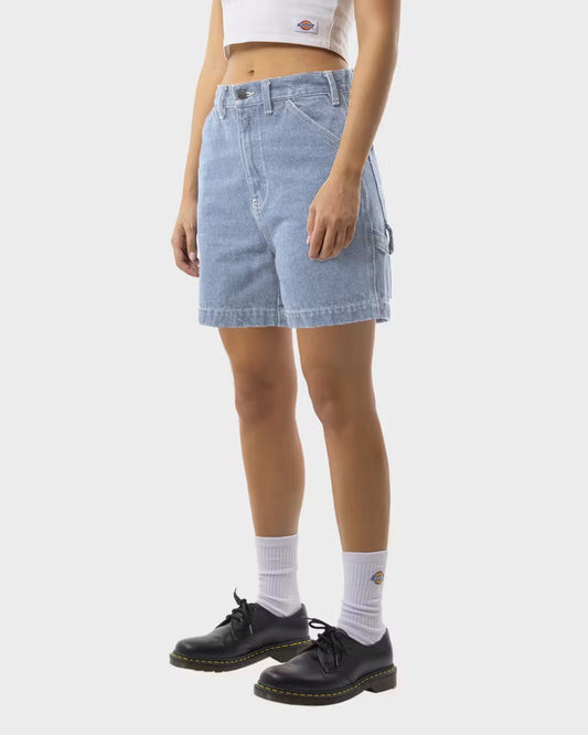 DICKIES 1997 Light Denim 6 Inch High Rise Womens Shorts - Sky Blue
