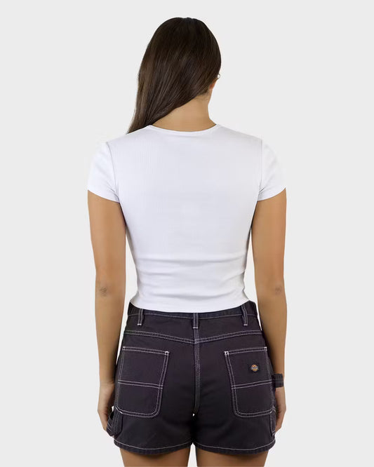 DICKIES Longview Mini Womens Ribbed Baby Tee - White