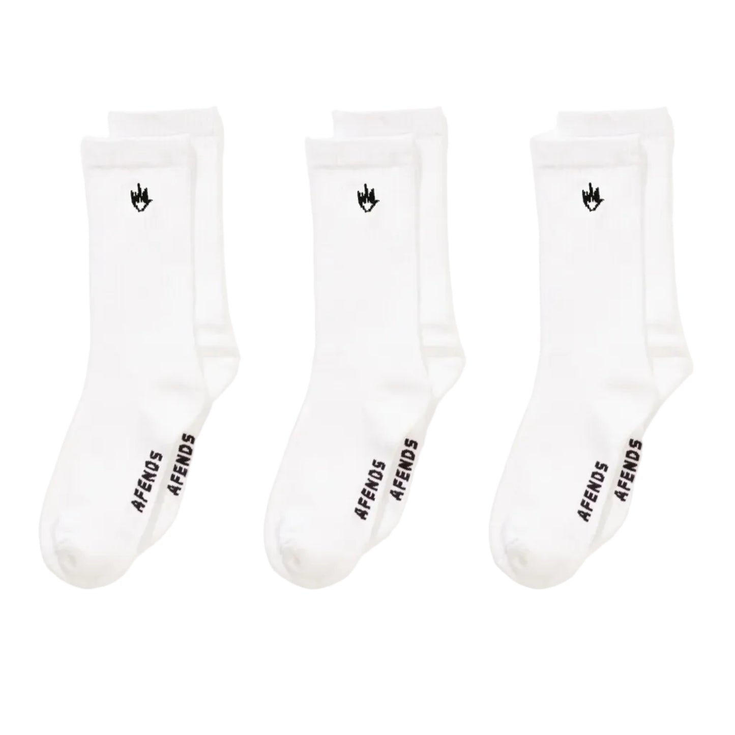 AFENDS Flame 3pk Socks - White
