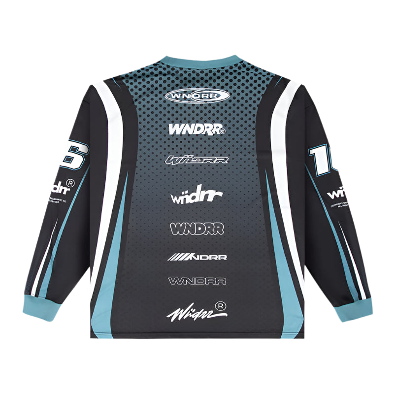 WNDRR Hondo Mens L/S Moto Jersey - Black/Dusk Blue