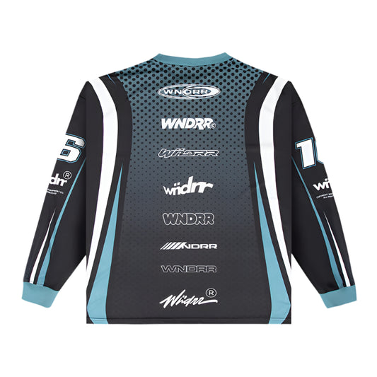 WNDRR Hondo Mens L/S Moto Jersey - Black/Dusk Blue