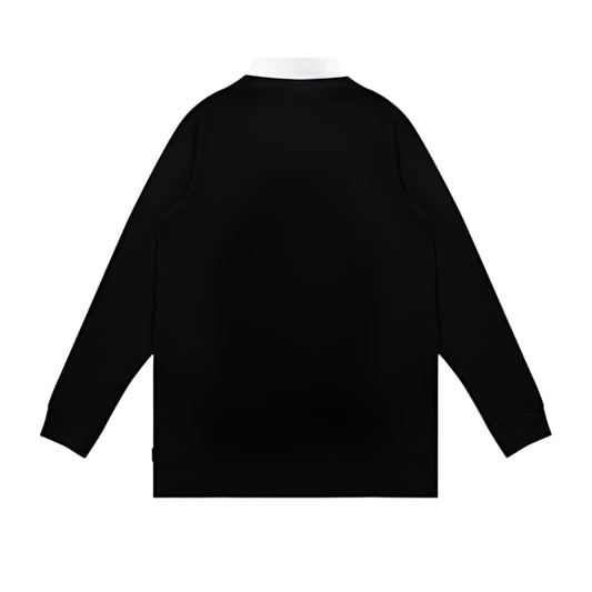 WNDRR Script Mens L/S Rugby Top - Black