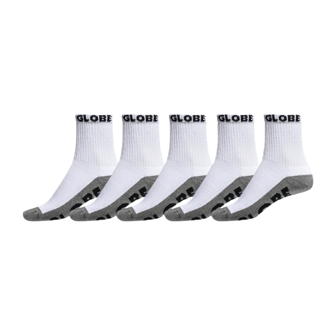 GLOBE Quarter Mens 5pk Socks - White/Grey