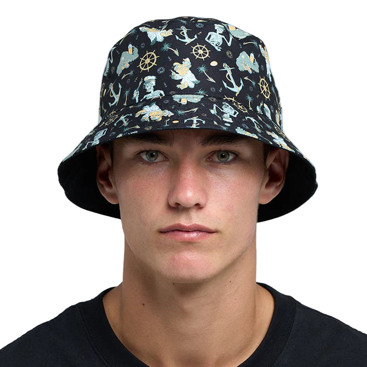 THE MAD HUEYS Day For It Froggies Reversible Bucket Hat - Vintage Black