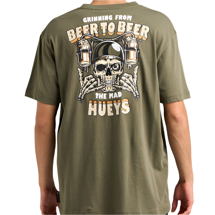 THE MAD HUEYS Beer To Beer Mens Tee - Olive