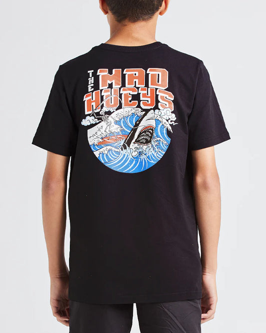THE MAD HUEYS Surfer Shark Youth Tee - Vintage Black