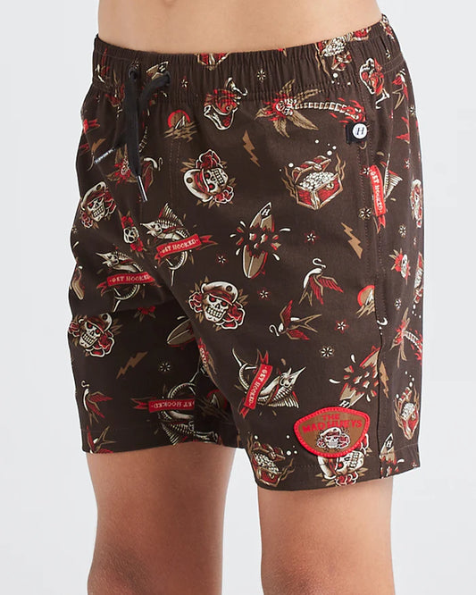THE MAD HUEYS Hueys Tattoo Volley Youth Short - Vintage Black
