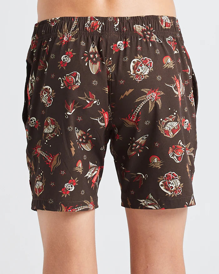THE MAD HUEYS Hueys Tattoo Volley Youth Short - Vintage Black