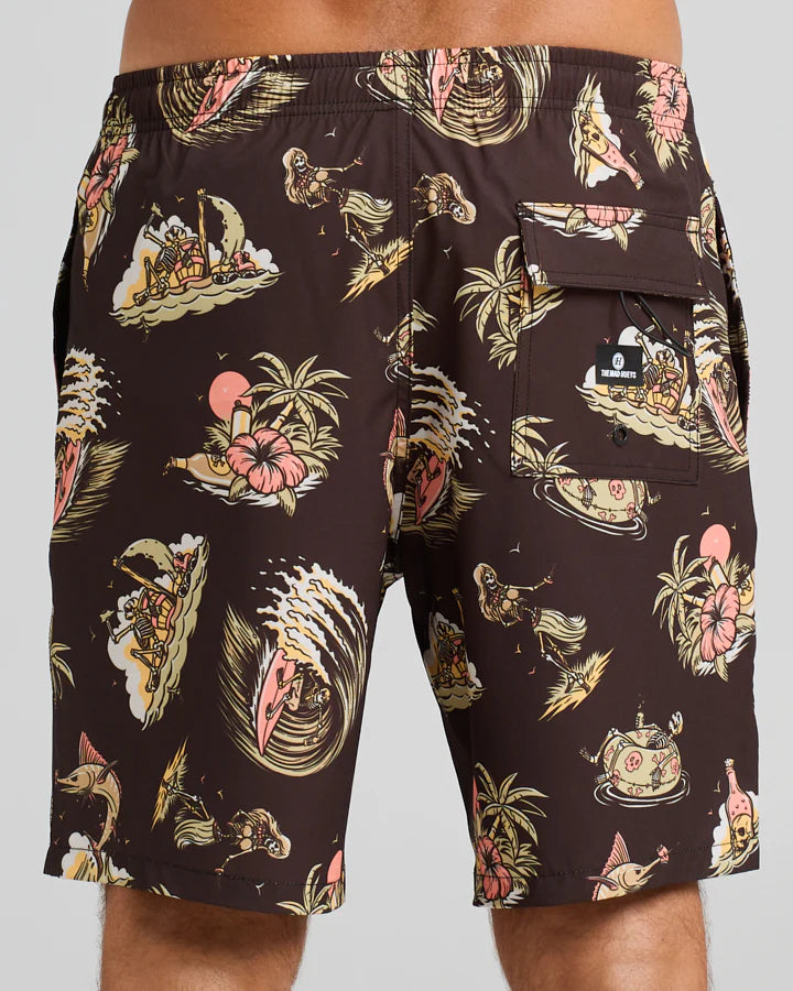 THE MAD HUEYS Frothin Out Mens Volley Short - Vintage Black