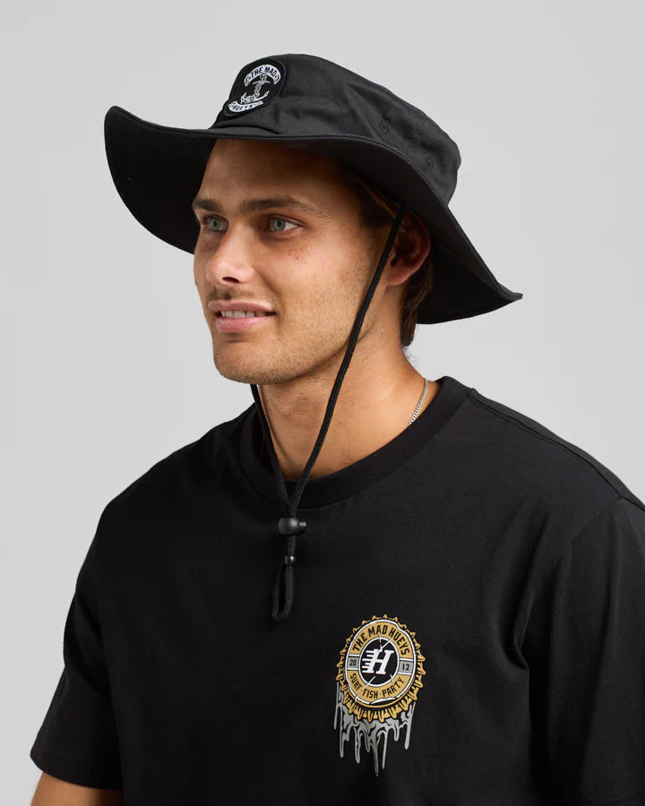 THE MAD HUEYS Skull Anchor Wide Brim Hat - Black