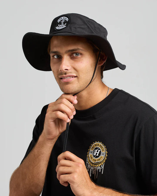 THE MAD HUEYS Skull Anchor Wide Brim Hat - Black
