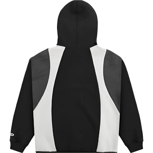 Black and white hoodie on a light gray background