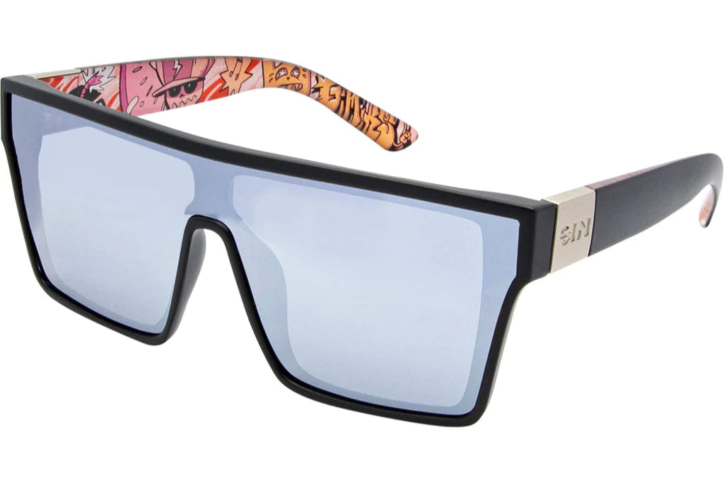 SIN Loose Cannon Polarised Sunglasses - Black/Silver