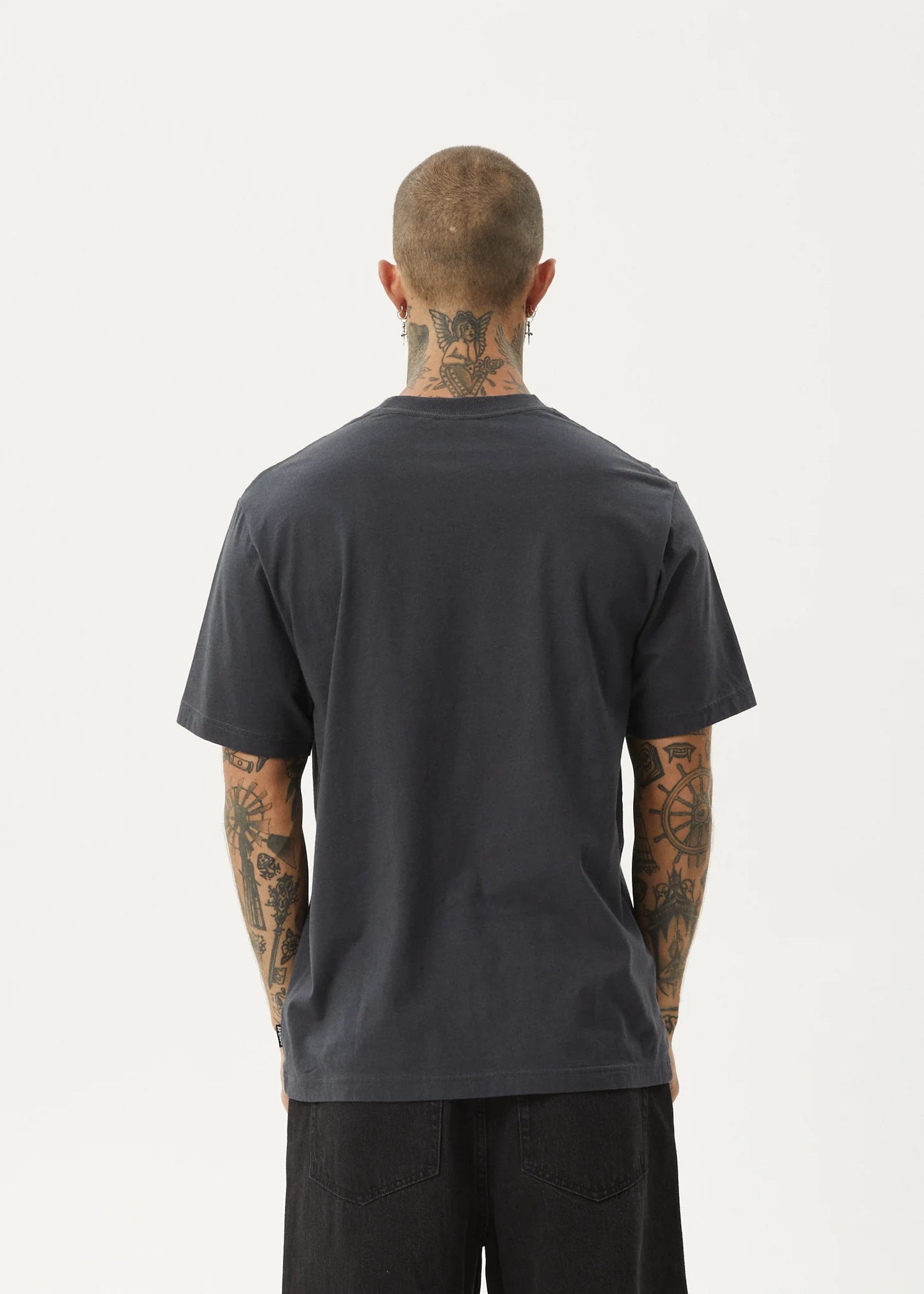 AFENDS Flatline Mens Retro Fit Tee - Charcoal