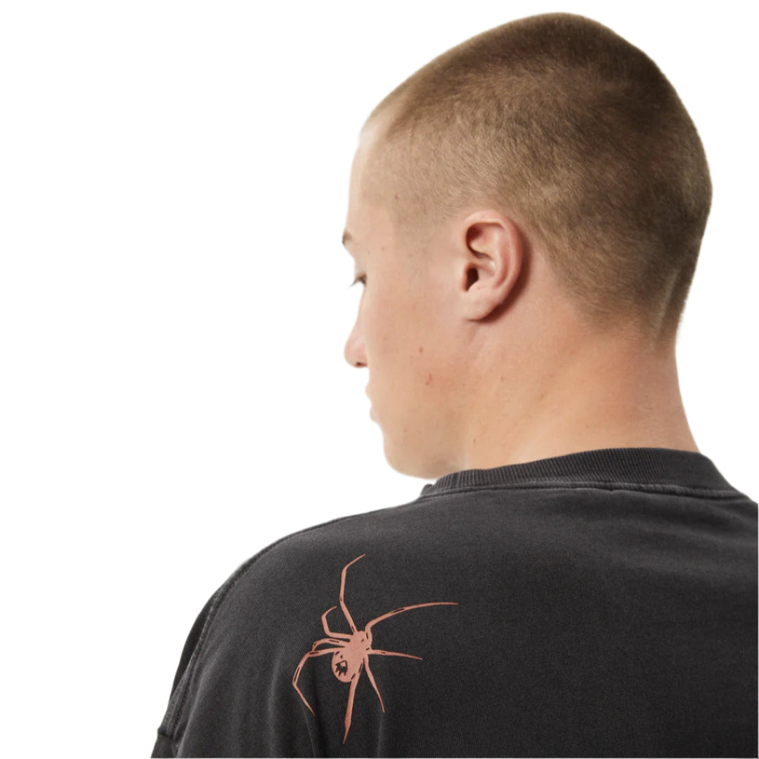 AFENDS Webhead Recycled Boxy Fit Mens Tee - Stone Black