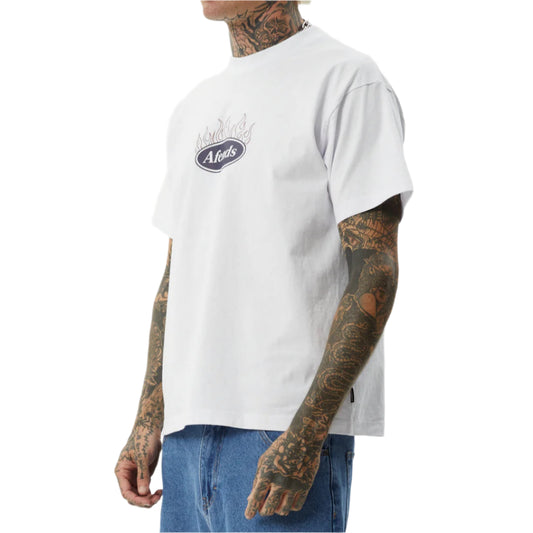 AFENDS Fast Forward Heavy Weight Recycled Boxy Fit Mens Tee - White